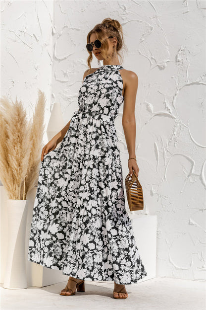 Mc | Maxi dress with tie belt and colorful polka dot print