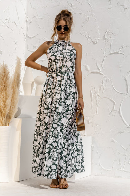 Mc | Maxi dress with tie belt and colorful polka dot print