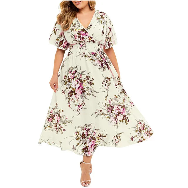 LD Long dress for women in floral chiffon