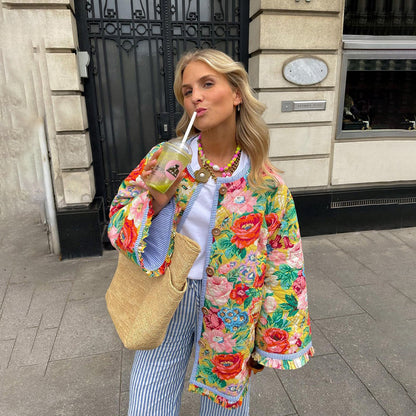 Graciela | Women's Quilted Jacket with Chic Floral Print and Comfort