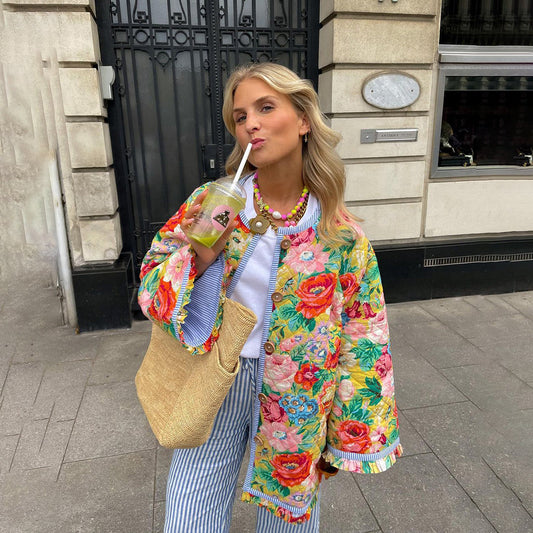 Graciela | Women's Quilted Jacket with Chic Floral Print and Comfort