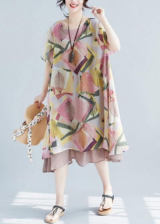 Mc | Floral dress with wide O-neckline