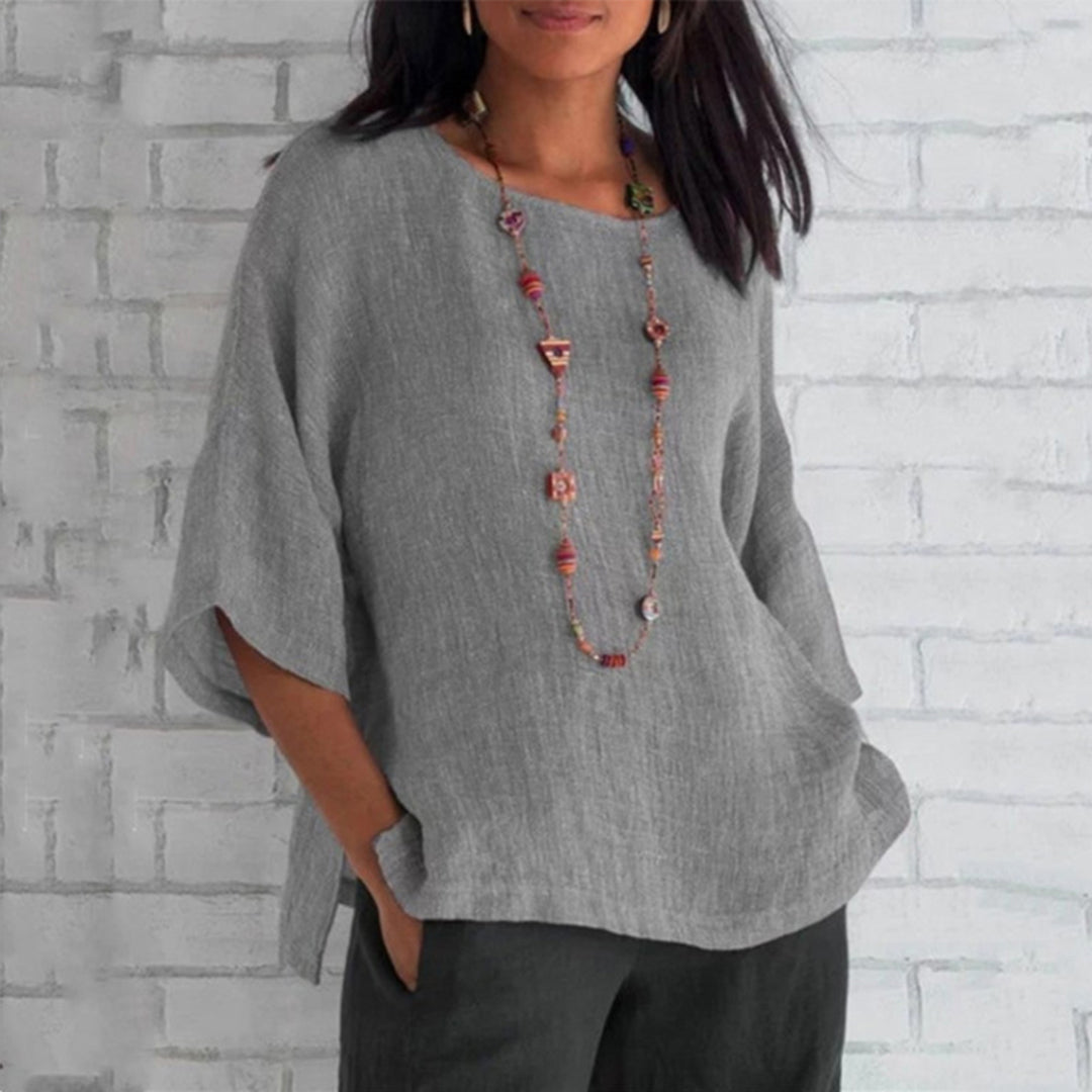 Women's 3/4-sleeve linen casual tunic