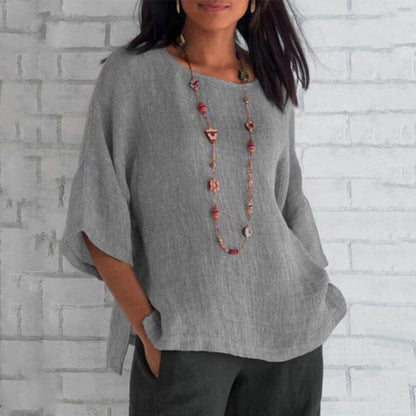 Women's 3/4-sleeve linen casual tunic