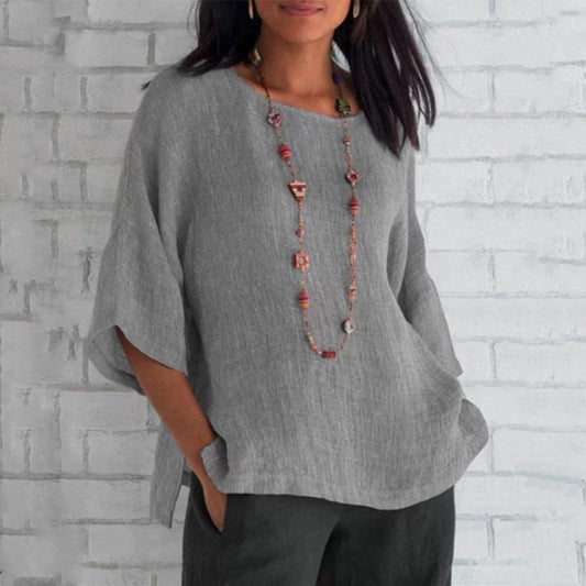 Women's 3/4-sleeve linen casual tunic