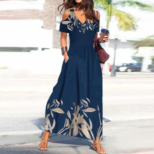 LP | Maxi summer dress with pleated V-neckline
