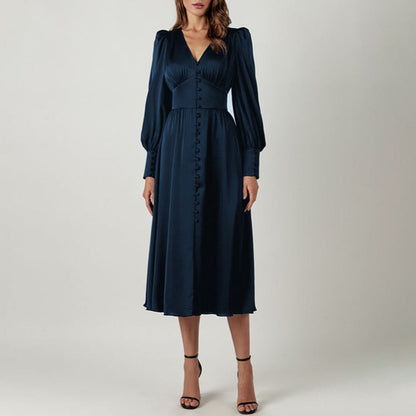 LP | Elegant satin midi dress with slit