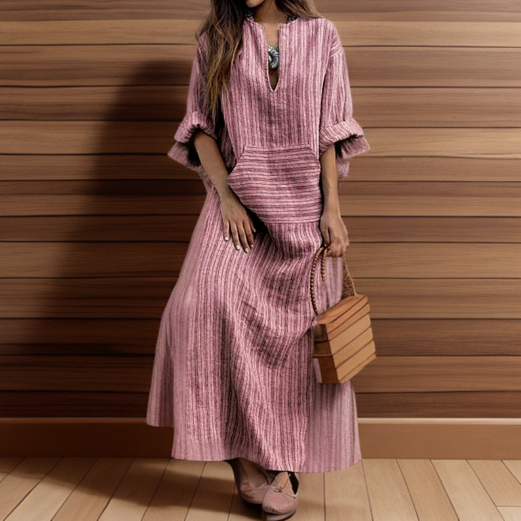 LP | Hailey┃Maxi vintage dress with striped neckline