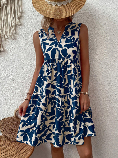LP | Sleeveless, loose, boho midi dress with plunging neckline