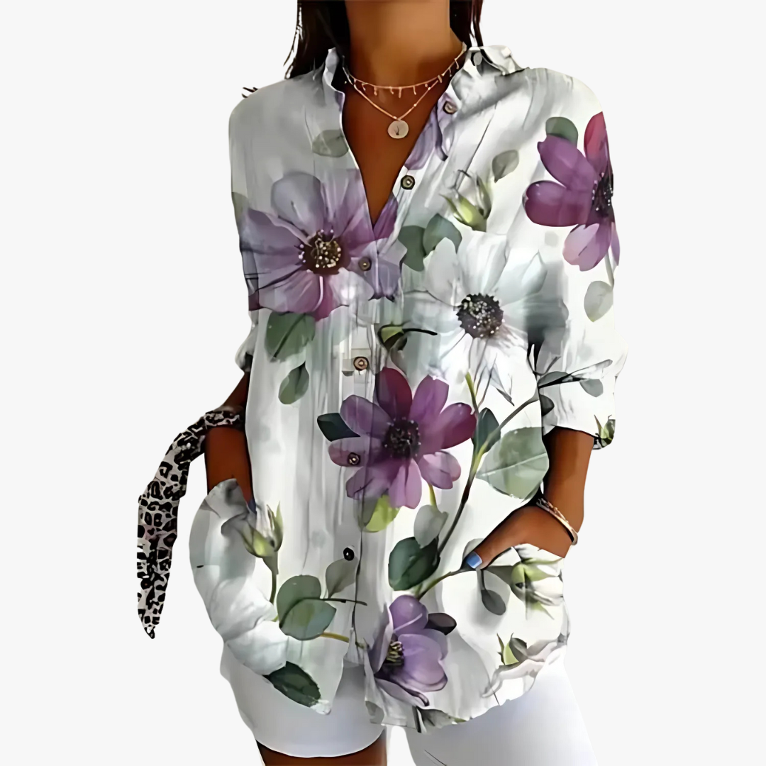 Women's embroidered linen blouse