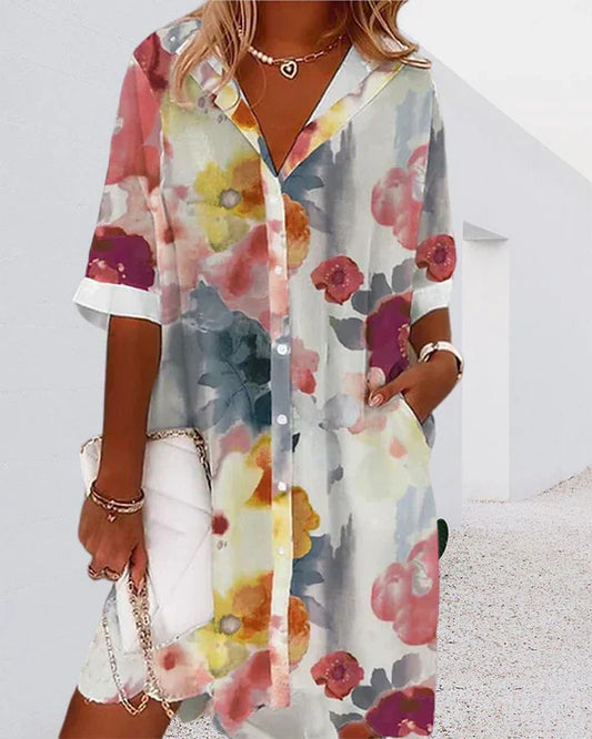 Mc | Wide shirt dress with mid-length sleeves