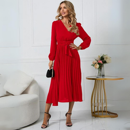 Isolde - Elegant dress with pleated belt