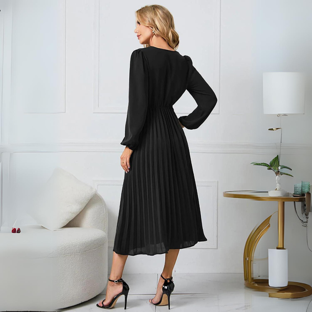 Isolde - Elegant dress with pleated belt