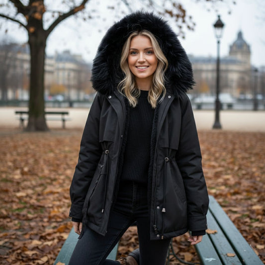 Eugenie | Women's Quilted Parka with Chic Down Collar and Hood
