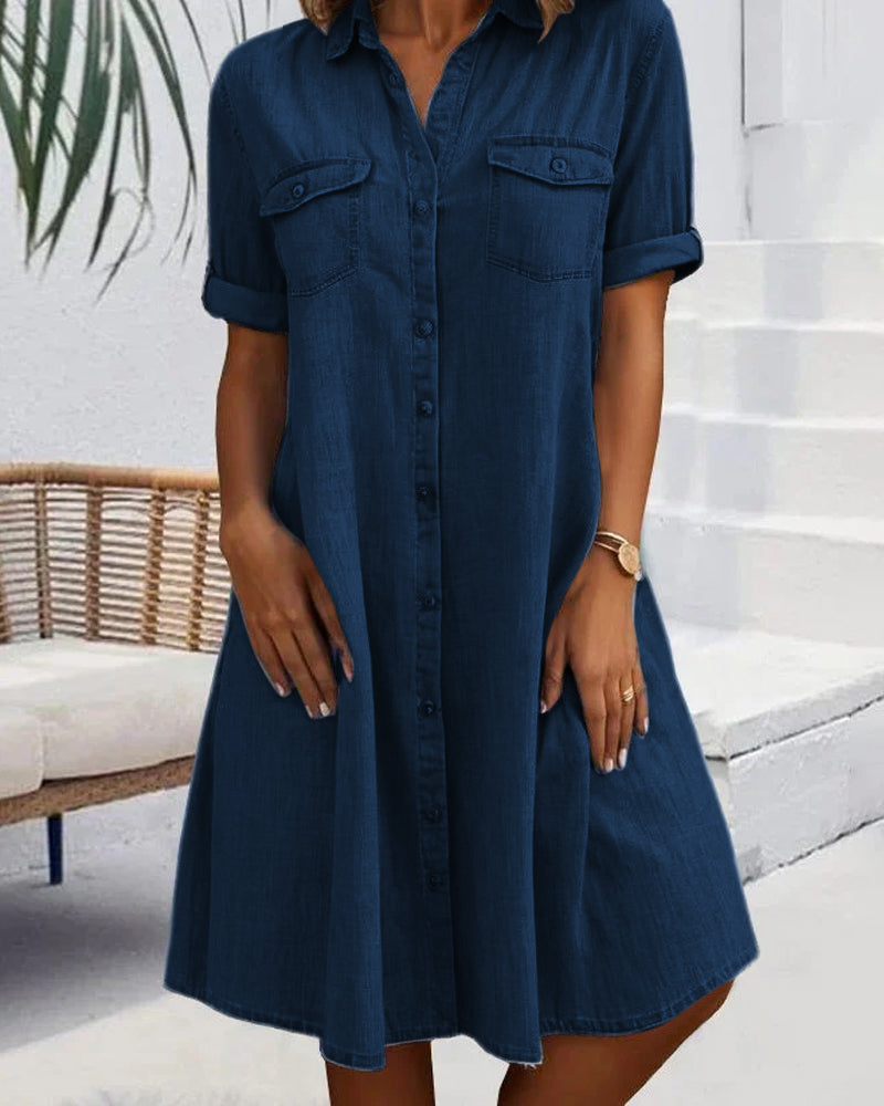 Mc | Short-sleeved midi dress with button closure