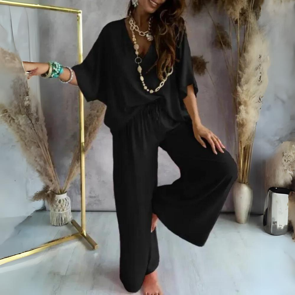 Karla - Casual ladies trousers and shirt set