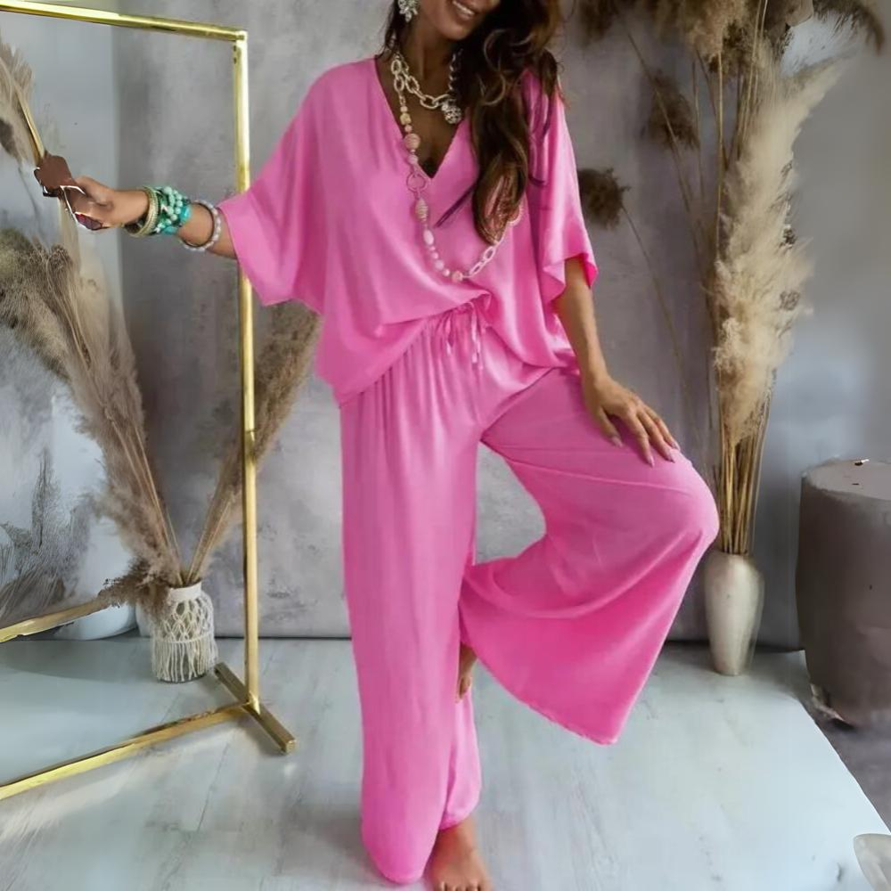 Karla - Casual ladies trousers and shirt set