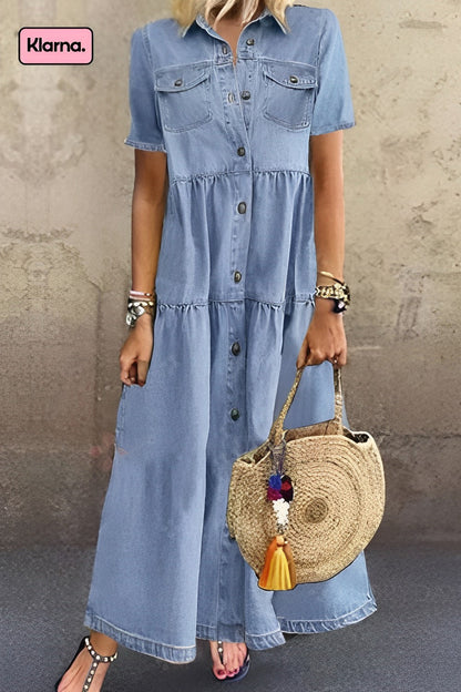 LP | Long denim dress with buttons
