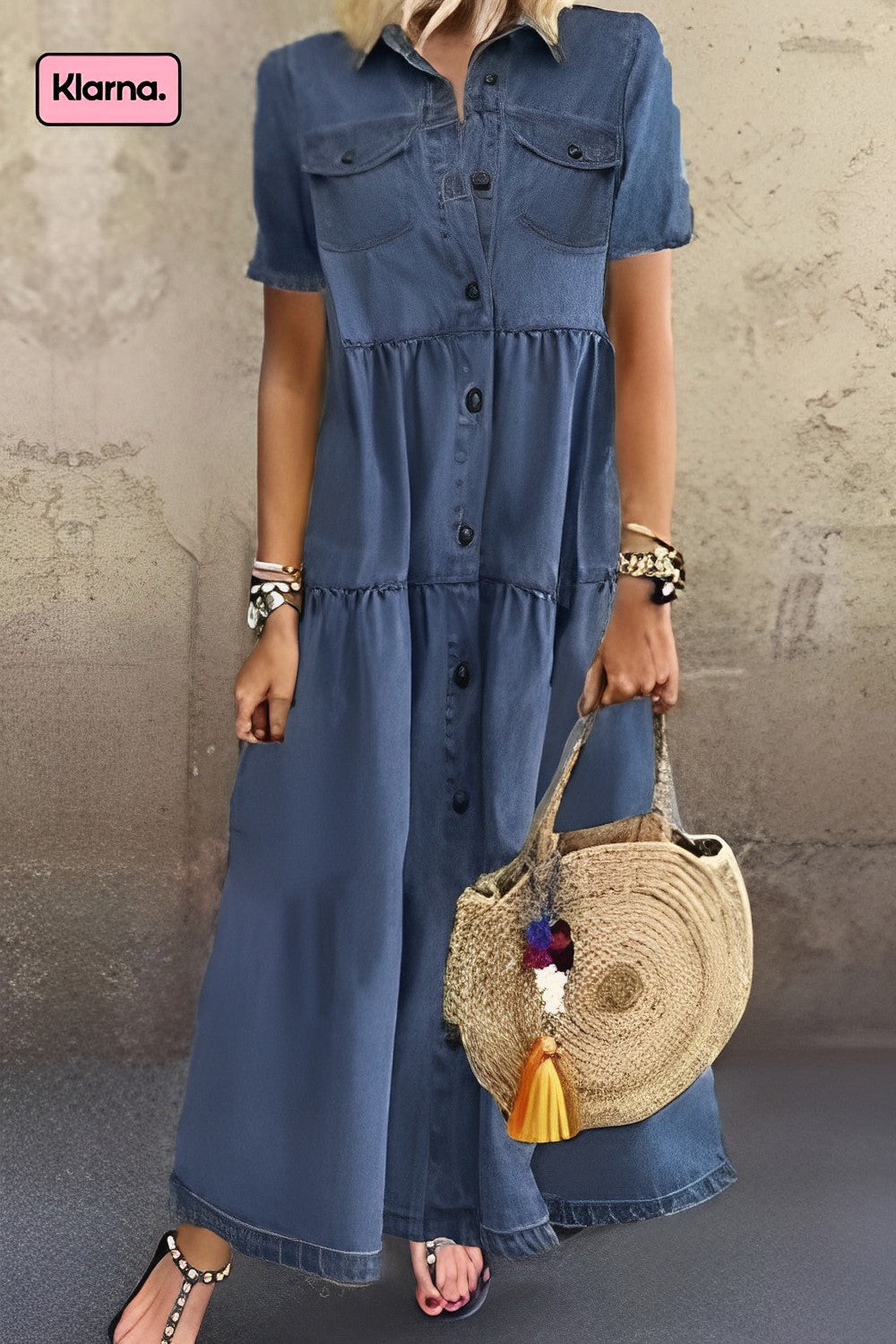 LP | Long denim dress with buttons