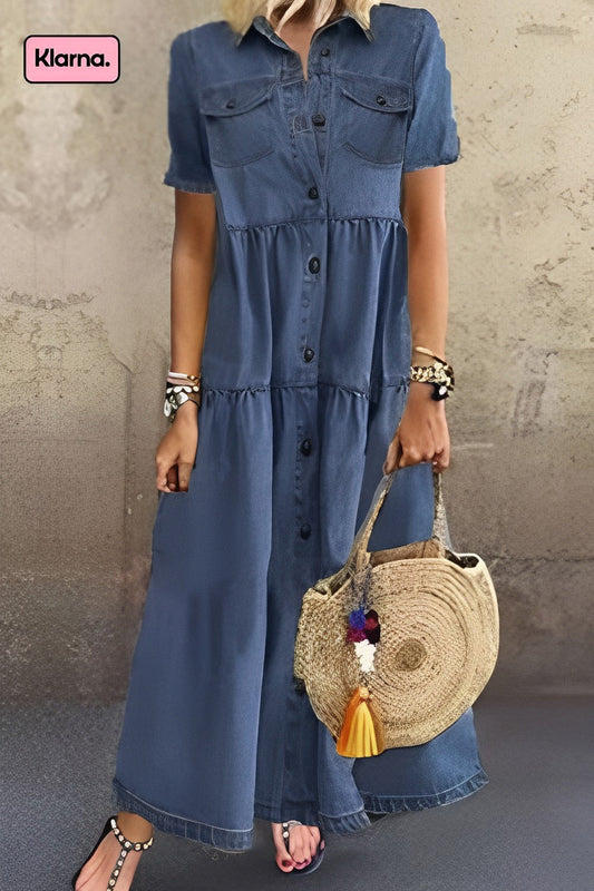 LP | Long denim dress with buttons