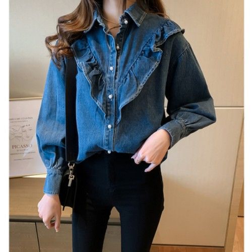 Soft, Korean-style ruffled shirt - Breathable fabric and soft fit