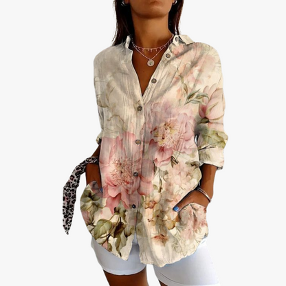 Women's embroidered linen blouse