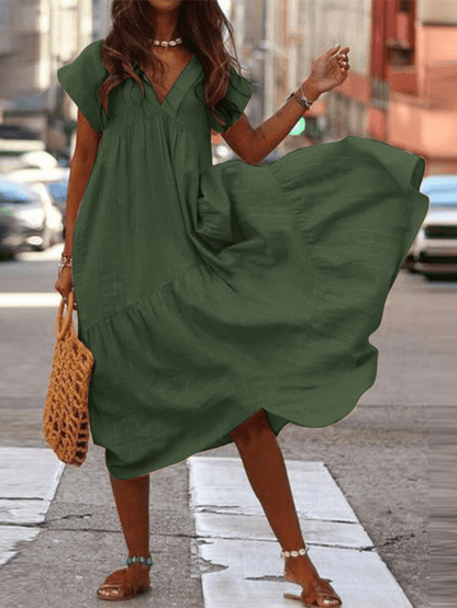 LP | 100% cotton dress with v-neck and loose fit