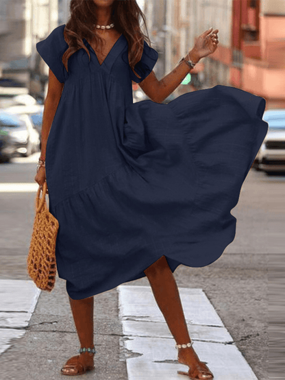 LP | 100% cotton dress with v-neck and loose fit