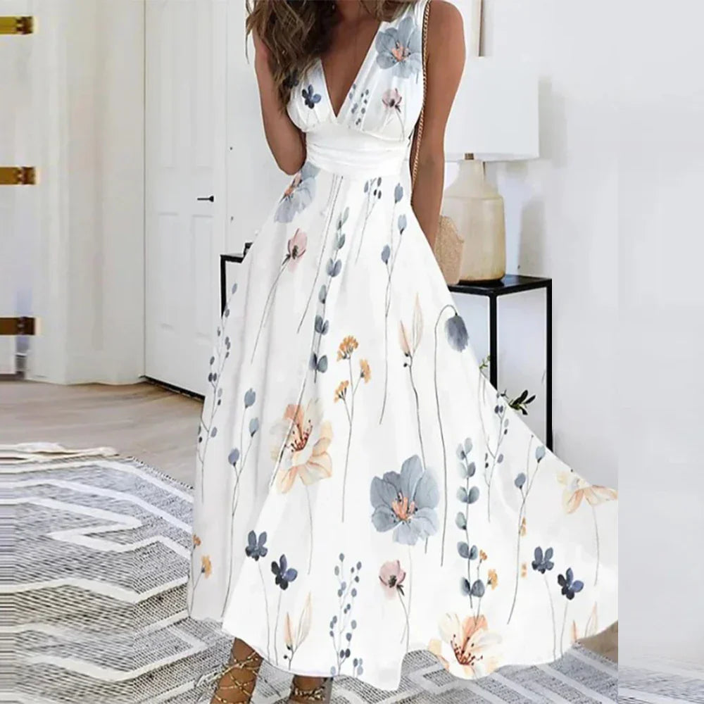 LP | Elegant floral dress with v-neckline