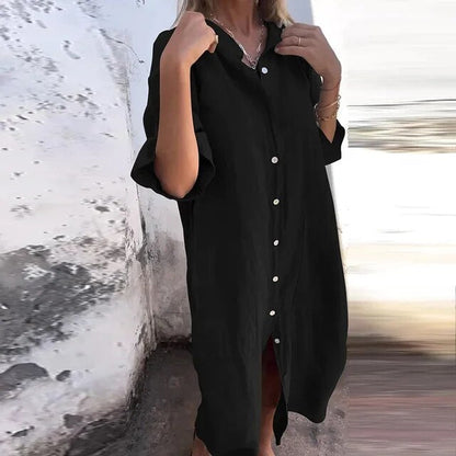 Dear - Cotton linen shirt dress