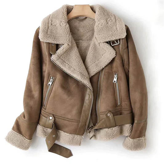 Selena | Women's Leather Jacket with Sherpa Lining Chic and Warm