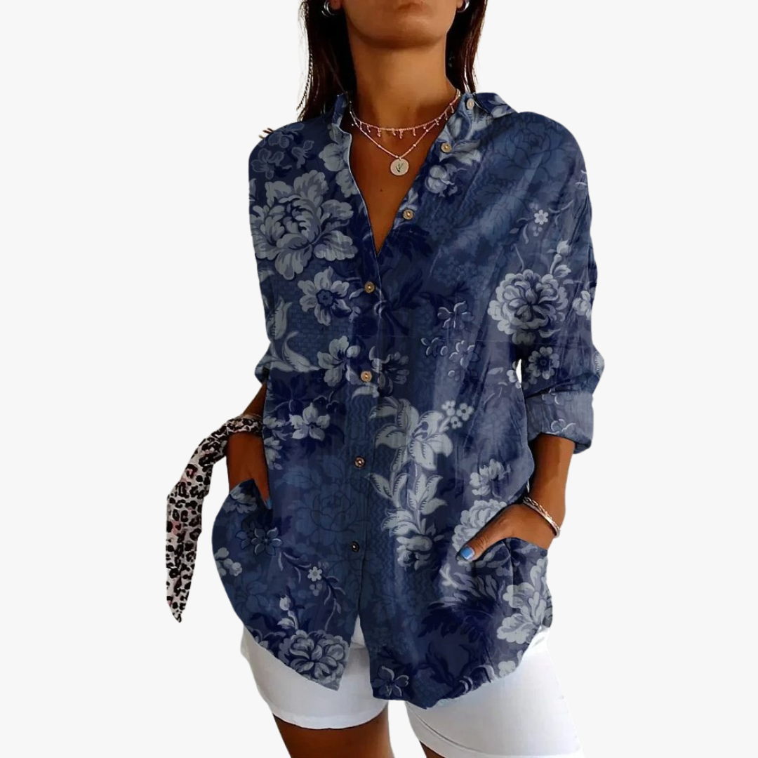 Women's embroidered linen blouse