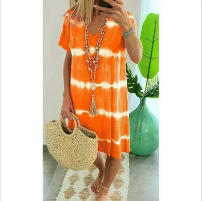 Mc | Striped shirt dress with short sleeves and loose fit