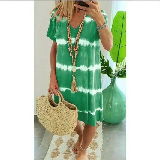 Mc | Striped shirt dress with short sleeves and loose fit
