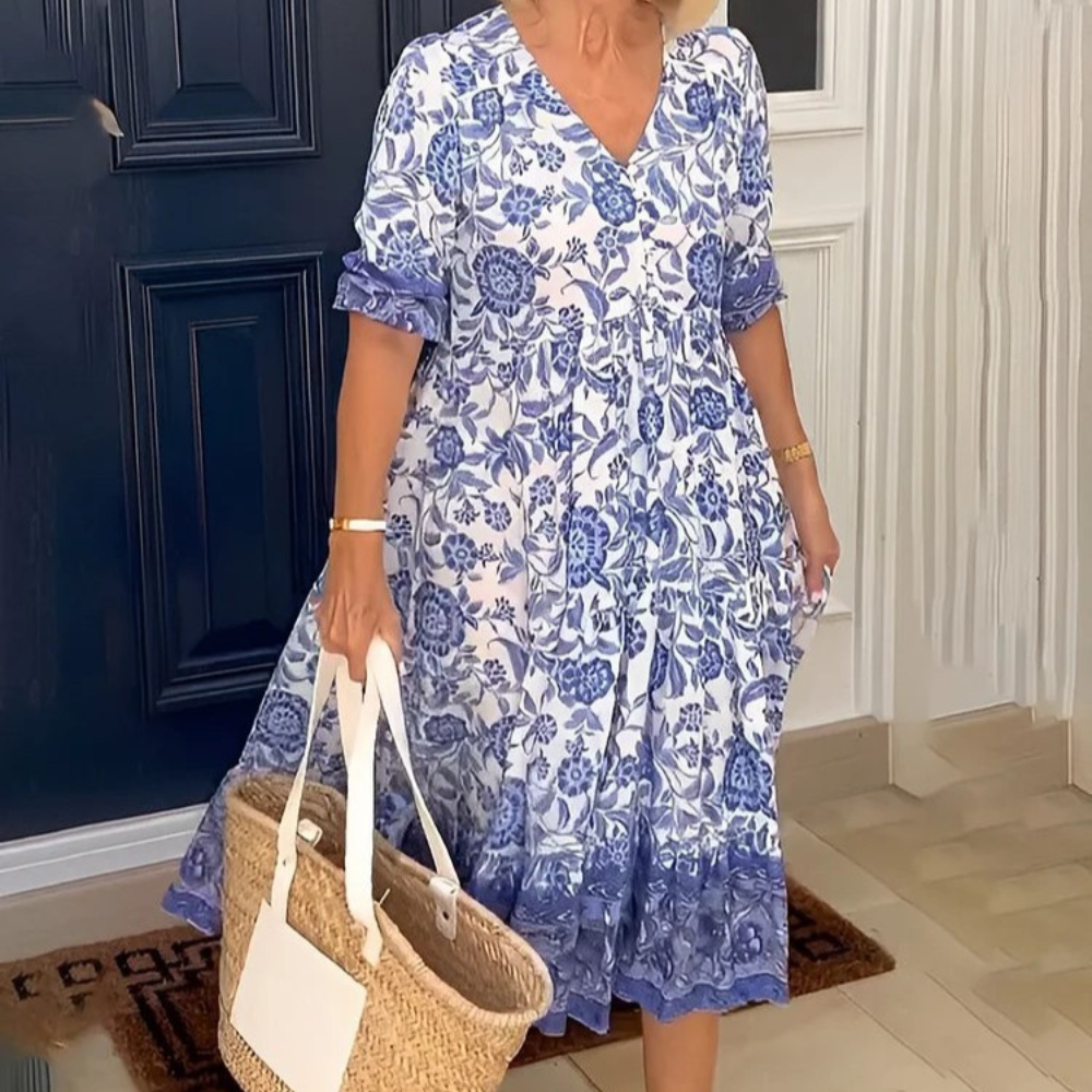 Mc | Elegant floral V-neck dress