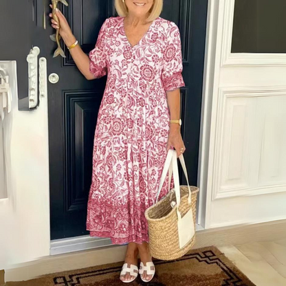 Mc | Elegant floral V-neck dress