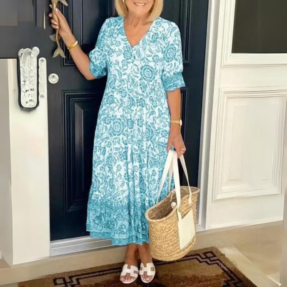 Mc | Elegant floral V-neck dress