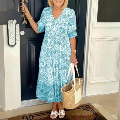 Mc | Elegant floral V-neck dress