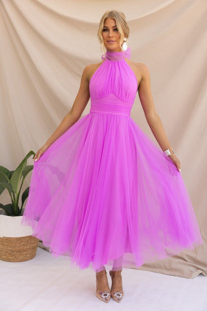 Marisol - Elegant plain A-line dress without back panel