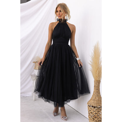 Marisol - Elegant plain A-line dress without back panel