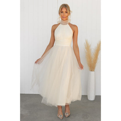 Marisol - Elegant plain A-line dress without back panel