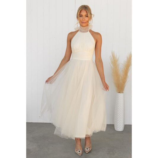 Marisol - Elegant plain A-line dress without back panel