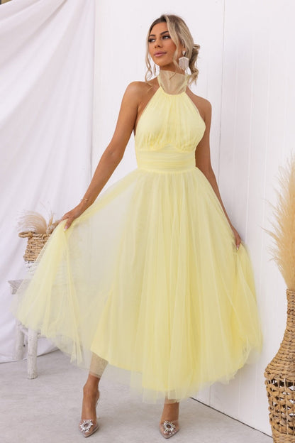 Marisol - Elegant plain A-line dress without back panel