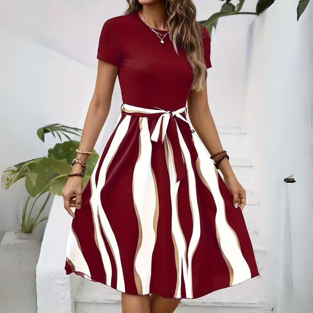 Mc | Printed summer dress with fabric belt