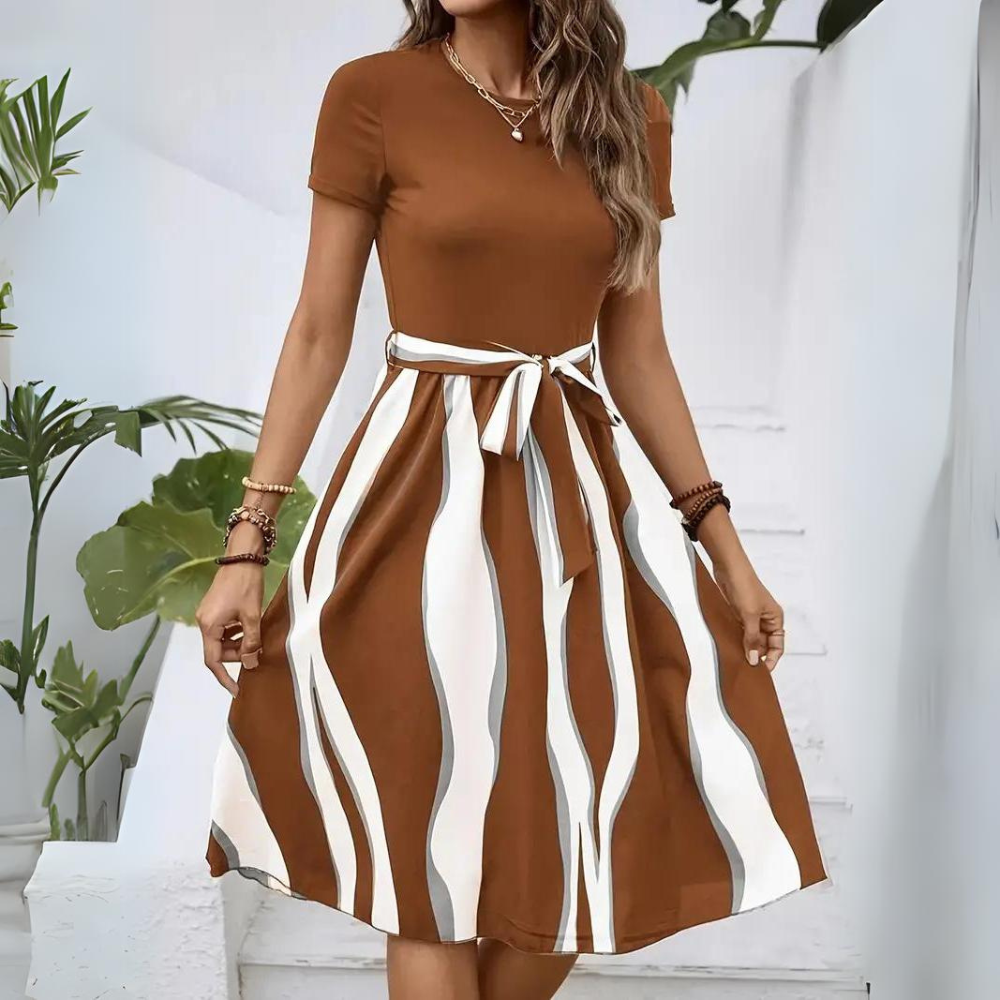 Mc | Printed summer dress with fabric belt