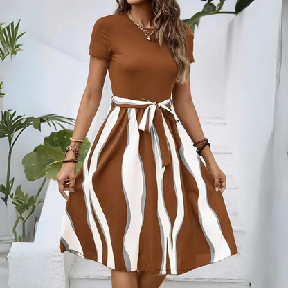 Mc | Printed summer dress with fabric belt