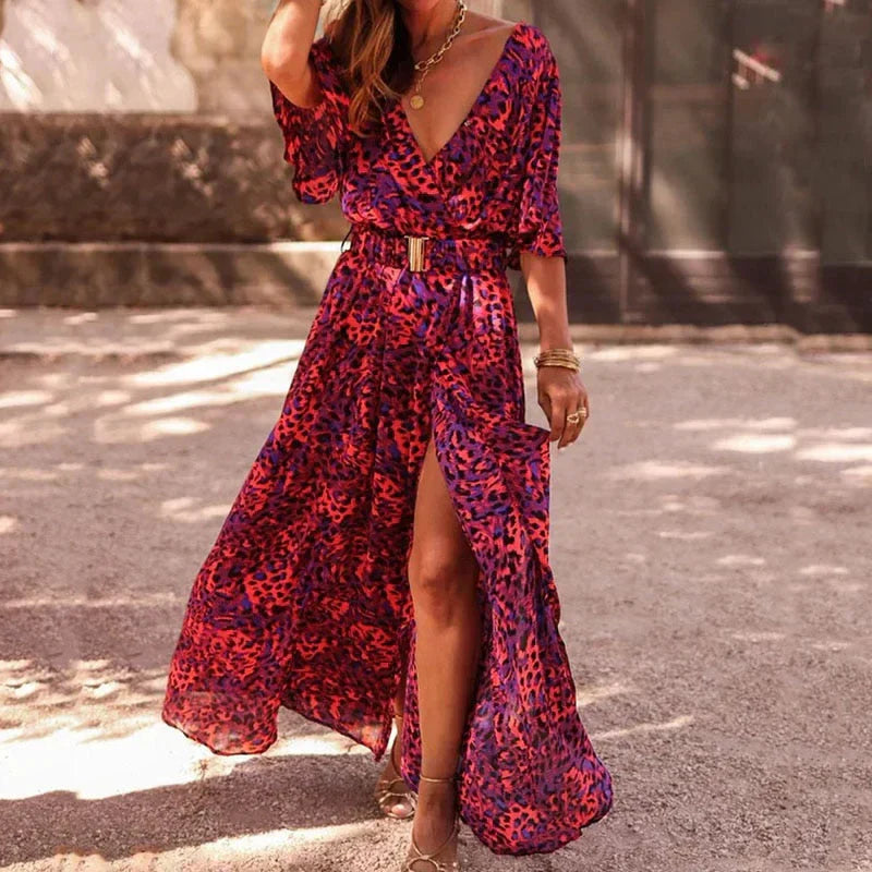 Mc | Maxi boho dress with V-neck and belt