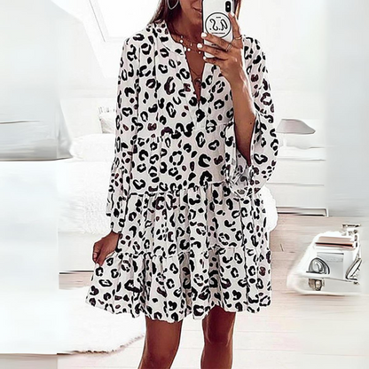 Mc | Dress with animal print and puff sleeves