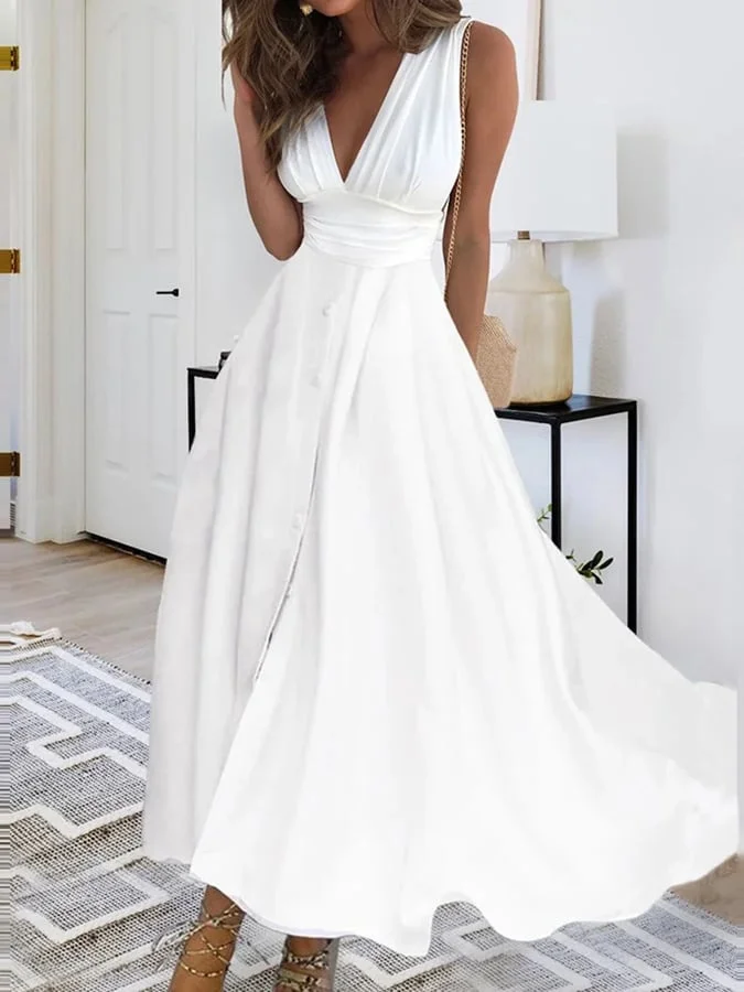LP | Elegant long formal dress with crossover V-neckline