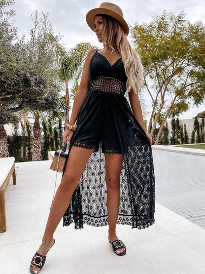 Merri - Lace boho long beach dress with sweetheart neckline